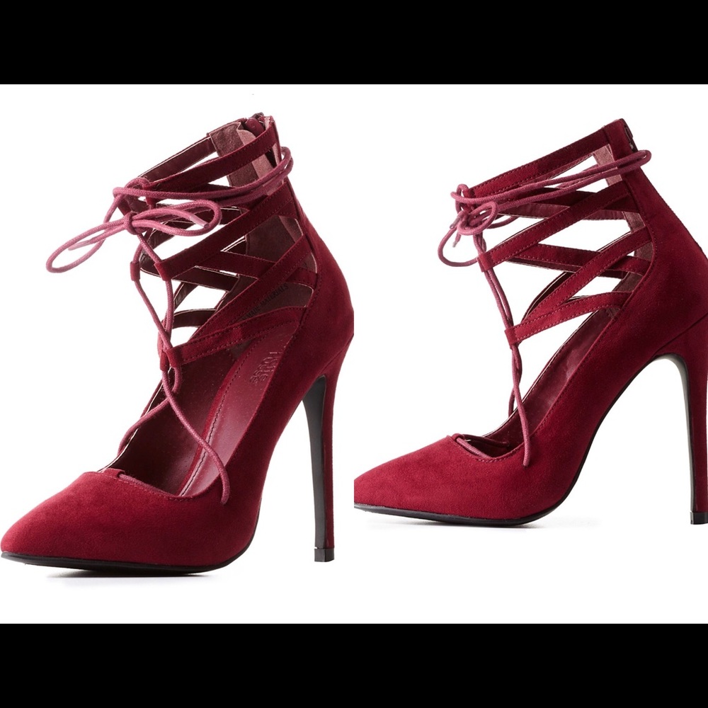 Lace-Up Caged Pointed Toe Pumps | Charlotte Russe